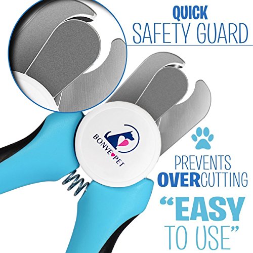 Bonve Pet Dog Nail Clippers and Trimmers - with Safety Guard & Grind Nail File & Sharp Stainless Blade, Best Claw Grooming Tool for Professional Cat Dog Pet Nail Grooming