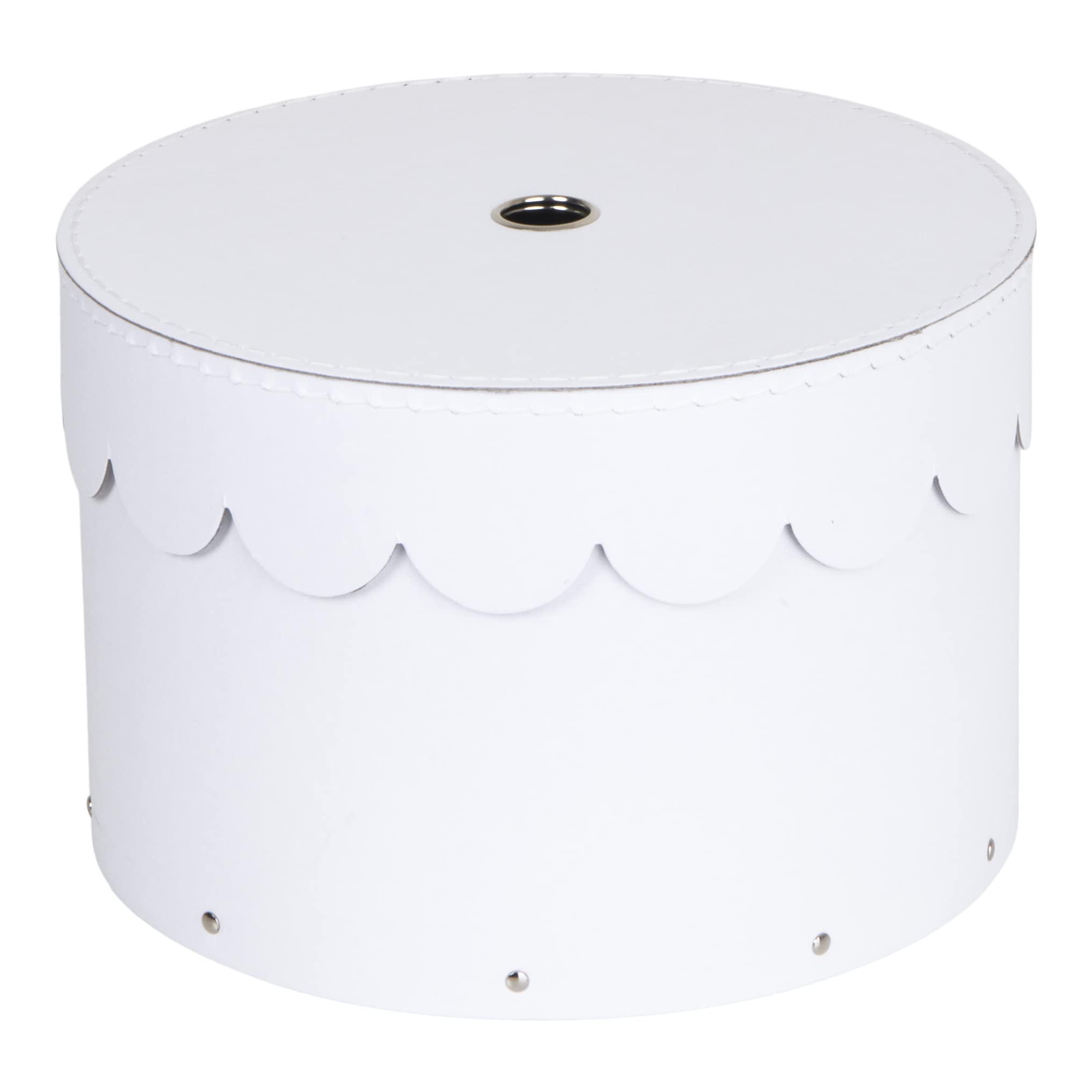 Bigso Box of Sweden Set of 2 Decorative Paper Round Storage Boxes with Lids - Stackable Hat Box Style Storage Containers - Small Box Organisers for Bits & Bobs - White