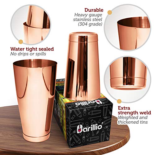 Copper Boston Shaker Cocktail-Shaker-Set, professionelles Barkeeper-Set mit beschwertem Martini-Mixer, Hawthorne-Sieb… – Bild 4