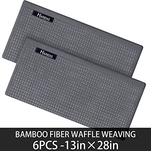 6Pack-Waffle-Weave-Kitchen-Towels-Bamboo-fiber-cotton-Cleaning-Dish-Towel-Super-Soft-Super-Absorbent-and-Quick-Drying-Anti-Odor-Very-Suitable-for-Kitchen-and-Cleaning-Kitchenware-1328inGray