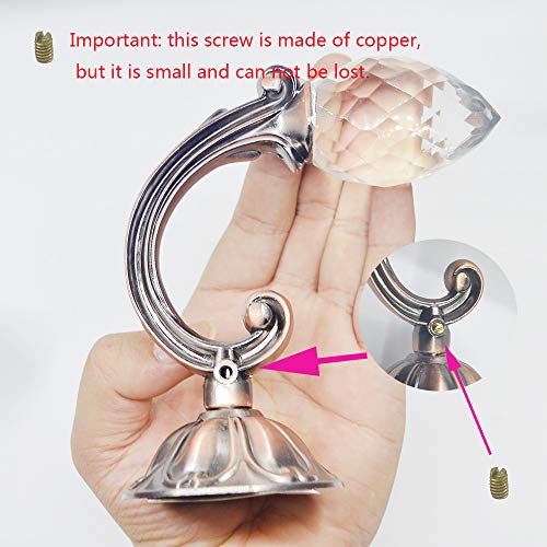 Ailejia Glass Crystal Curtain Holdbacks Tassel Curtain Tieback Zinc Alloy Decorative Drapery Holdback 2pcs 5.5“ (Red)