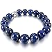INBLUE Women,Men's 10mm Alloy Energy Bracelet Link Wrist Energy Stone Blue Silver Tone Buddha Mala Bead
