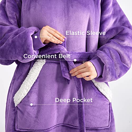 Bedsure Blanket Hoodie Women Men LongLength Wearable Hooded Blanket