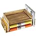 MyGift Rustic Burnt Wood Desktop Paper Tray, 2 Tier Document File Folder Letter Sorter Organizer Rack with Mail Holder Slots, Office Desk Tray