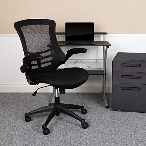 Flash Furniture Mid-Back Black Mesh Swivel Ergonomic Task Office Chair with Flip-Up Arms - Image 2