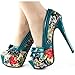 Show Story Multicoloured Floral Pattern Bow Peeptoe Platform Party Pumps,LF80824