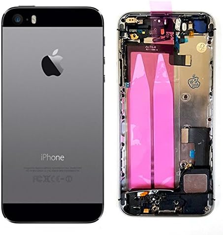 New Apple iPhone 5S Gray/Black Color Full Assembled Housing with Back Logo Cover Mid Frame Replacement Posterior with Small Parts Installed
