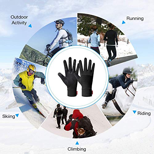 Cycling Gloves,Winter Running Gloves Winter Warm Gloves for Men & Women, Touchscreen Gloves Cold Weather Cycling Gloves Windproof Winter Sports Gloves (Deep Black, S)
