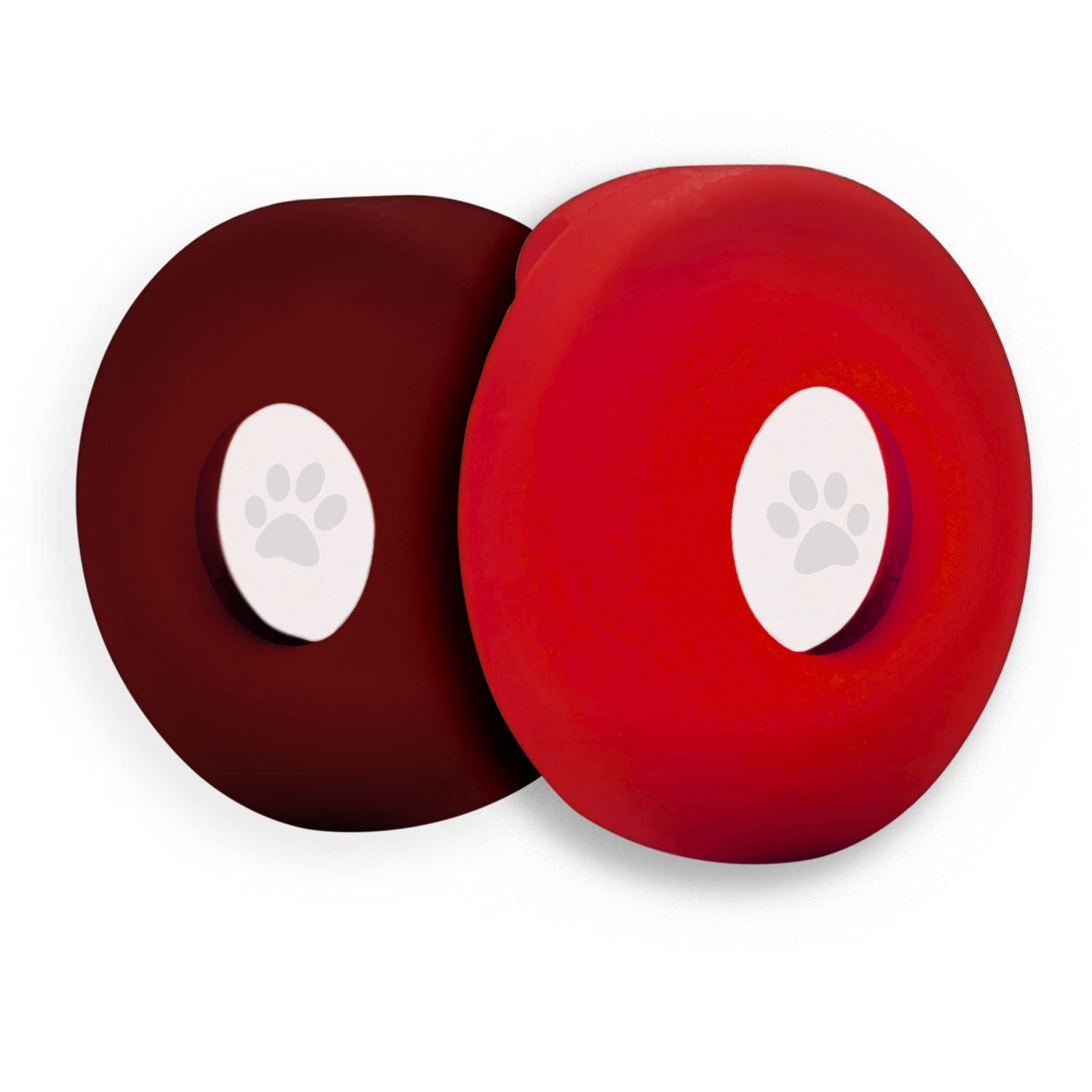 Airtag Dog Collar Holder, Silicone Pet Collar Case for Apple Airtag, Anti-Lost Air Tag Cover for Luggage and Handbag (Red/Burgundy)