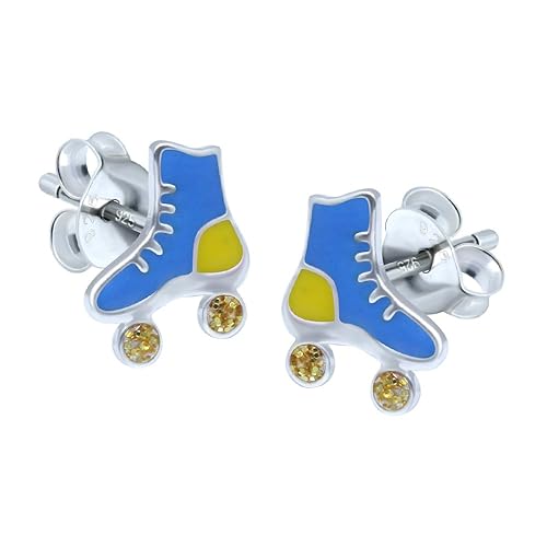 Blau Rollschuhe Ohrringe – Sterling Silber