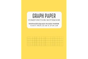 Graph Paper Notebook 8.5 x 11inches , 5 x 5 Quad Ruled (5 sq/inch ), Each Measures 0.20” x 0.20”, Total 151 Sheets: All Purpo