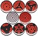 Naruto Sharingan set of 8 pins/buttons/badges 1