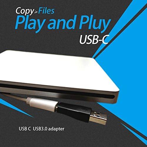 VesTcp Type-C Superdrive External DVD/CD Rewriter Drive USB External DVD/CD Drive Burner for Apple-MacBook Air/Pro/iMac/Mini/MacBook Pro/ASUS/ASUS/DELL Latitude with USB-C Port Plug and Play