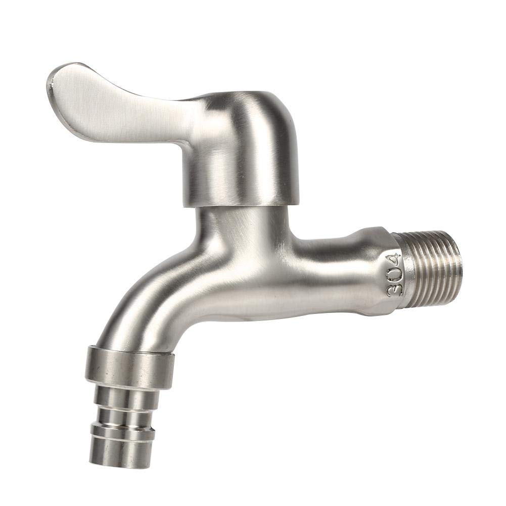 G1/2'' Washing Machine Tub Tap Stainless Steel Chrome Clod Water Faucet Net Mouth 4 Points Single Cold Quick Open Faucet(Net Mouth)