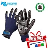 Pet Grooming Gloves - Medium Size Deshedding and Massaging Dogs Cats & Horses - Cleans and Detangles Long & Short Fur - Mess & Hassle Free - For Wet & Dry Massages - Promotes Healthy Skin & Fur