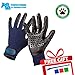 Pet Grooming Gloves - Medium Size Deshedding and Massaging Dogs Cats & Horses - Cleans and Detangles Long & Short Fur - Mess & Hassle Free - For Wet & Dry Massages - Promotes Healthy Skin & Fur