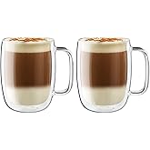 ZWILLING Sorrent 39500-114 Sorrento Double Wall Glass Latte Mug, 15.9 fl oz (450 ml), Set of 2, Tumbler, Insulated, Heat Retention, Microwave Safe