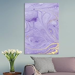 Abstract Gold Accented Purple Paint Spill