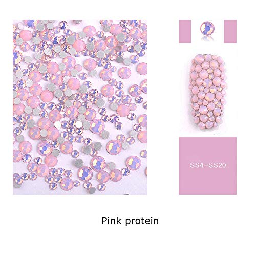 REAMTOP 4 Bags of Different Nail Art Rhinestones Sets, 1400 Pcs Flat Back Crystal Rhinestone Gemstone 3D Nail Art Mobile Phone DIY Crafts