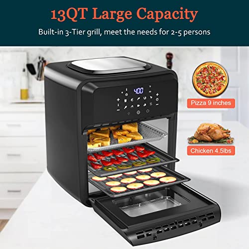 AUMATE Air Fryer Oven with Rotisserie Dehydrator 13QT, 10-in-1