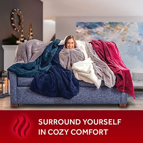 Sunbeam Royal Mink Sherpa Night Fog Heated Personal Throw / Blanket