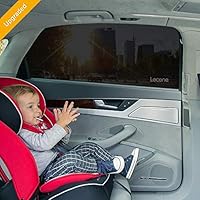 Lecone Upgraded Car Window Tint Film, Reusable Static Cling Shade, Electrostatic Self-Adhesive Black Sun Blocker Screen for Vehicle, Protect Your Baby Kids & Keep Car Cool (Pack of 4)