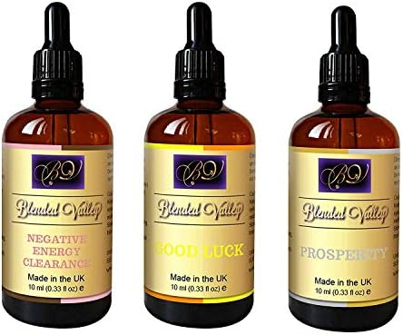 Blended Valley Aromatherapy Housewarming Gift Set - 3 Oil Blends - Negative Clearing, Good Luck, Prosperity - For Diffuser, Burner, Fragrance Lamp - Essential Oils of Frankincense, Cinnamon, Bergamot.