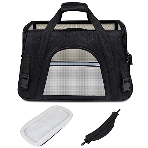 GDPETS Pet Carrier, Airline Approved Cat Carrier Bag for Small& Medium Sized Animal, Soft-Sided Pet Travel Tote with Fleece Bed, Portable Dog Carriers Hold Up to (10lbs) and Fit Under Seats