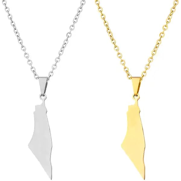 Yongkan Stainless Steel Palestine Pendant Necklace - Gold Or Silver Tone Chain Jewelry