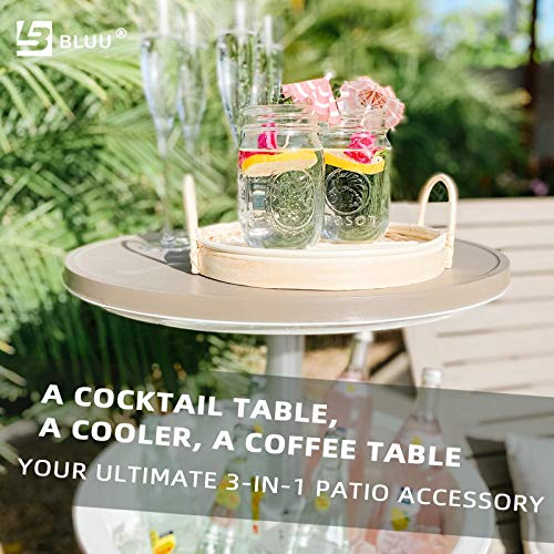 BLUU Outdoor Patio Cooler Bar, Outdoor Patio Furniture and Hot Tub Side