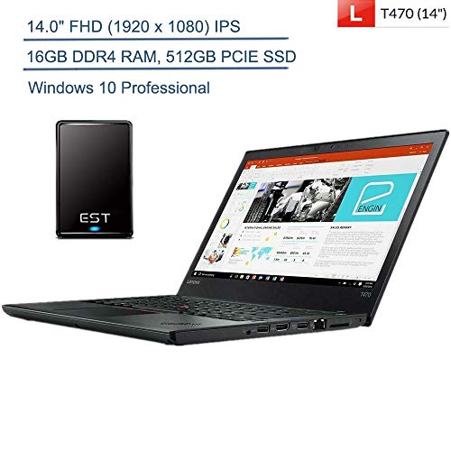 2020 Lenovo ThinkPad T470 14″ FHD Business Laptop Computer, Intel Core i5-6300U Up to 3.0GHz, 16GB DDR4 RAM, 512GB PCIE SSD, AC WiFi, Windows 10 Professional + EST 320GB External Hard Drive Bundle