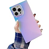 Omorro for iPhone 16 Pro Max Rectangle Case for Women, Bling Sparkly Laser Color Changing Designer Glitter Slim Thin Soft Flexible Silicone Protective Light Mirror Iridescent Girly Purple