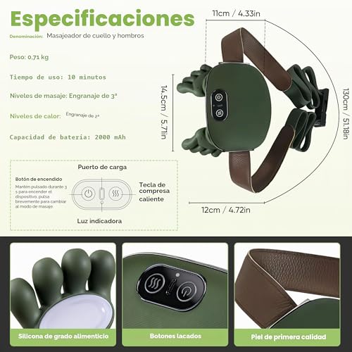 Electric Cervical Massager, 4D Cervical Massager, with Three Kneading Modes and Two Heat Settings to Deeply Release Muscle Tension, Ideal Gift for Dads, Moms and Friends