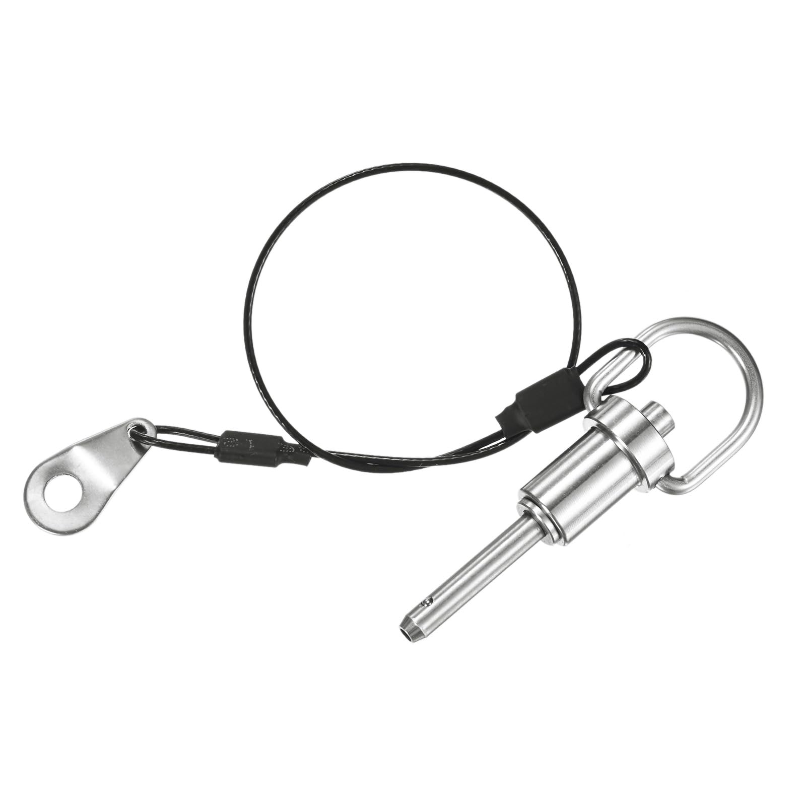 M METERXITY Push-Button Ball Locking Pin, 3/16" [5mm] Dia., 25/32"[20mm] Usage Length Ring Quick Release Lock Pins W Lanyard Cable for Speaker/Aviation/Gym/Machine [304 Stainless Steel]