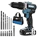 Brushless Cordless Drill, WESCO 18V 2.0Ah Cordless Combi Drill with 13 Accessories, max Torque 60 N.m, 22 + 1 + 1, 2 Speed (0-500/0-2000 /min), with Belt Clip, Battery and Charger