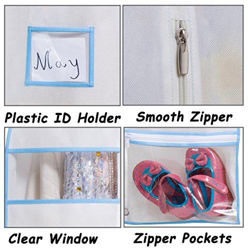 Kimbora 40" Travel Dance/Dress Costume Garment Bag with Clear Square ID Window Pocket and Accessories & Shoes Zipper Pocket (White) - Thumbnail 4