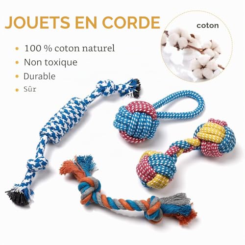 Toozey Dog Toy - 7 Durable Toys for Puppies and Small Dogs - Non-Toxic Natural Cotton Plush