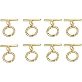 MAHAVIMOKSA 10 Sets 14K Real Gold Filled OT Toggle Clasps OT End Clasps Connectors Bar for Bracelet Necklace Jewelry Making (25x15mm Round)