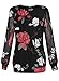 BAISHENGGT Women's Long Sleeve Pleated Front Mesh Blouse Large Black Floral