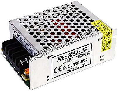 MOVINGTECH LED Power Supply DC Output 5V 4A 20W Aluminum Box Universal Regulated Switching Adaptor Transformer Driver AC Input 110/220V for 5V LED Strip Module CCTV