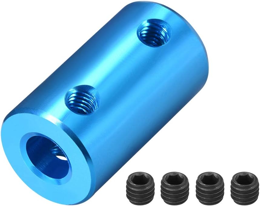 sourcing map 4mm to 6mm Bore Rigid Coupling Set Screw L25XD14 Aluminum Alloy,Shaft Coupler Connector,Motor Accessories,Blue