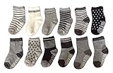 Lian LifeStyle Baby Boy's 12 Pairs Pack Non-Skid Cotton Socks One Size Multiple Color