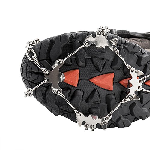 AUHIKE Traction Cleats,Ice Snow Grips Crampons for Footwear with 18 Stainless Steel Spikes for Walking, Jogging, Climbing,Wet Grass, Hiking on Snow and Ice (S) - Thumbnail 2
