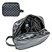 Luxouria Luxury Checkered Makeup Bag for Women, Men Toiletry Travel Pouch | Compact, Portable for Personal Storage, Cosmetics, Make Up | PU Leather with Zippered Access | Carry-On (Black)