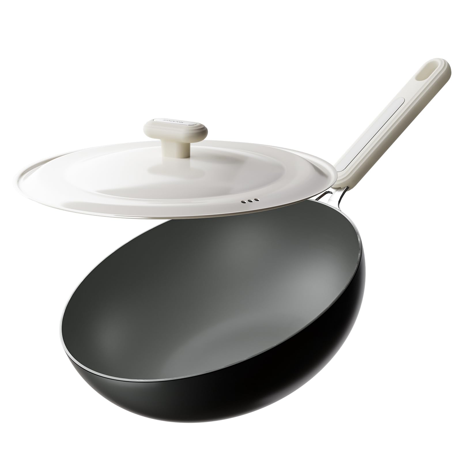 Photo 1 of Carbon Steel Wok Pan - 11.8 Inch Pre-Seasoned Flat Bottom Chinese Woks & Stir Fry Pans with Lid, Lightweight Kitchen Cookware for All Stovetops, Gas, Electric, Gift Set for Women/Mom