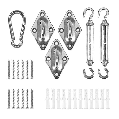 HooSeen Sun Shade Sail Hardware Kit 6 Inch for Trigangle Sun Shade Sail Installation 18/8 Stainless Steel Anti Rust Sun Shade Sail Fixing Hardware Accessories Kit - Thumbnail 5