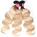 UNice 10A Ombre Blonde Body Wave Human Hair 1 Bundle 12 inch, Brazilian Remy Hiar Two Tone Dark Roots 613 Honey Blonde Wavy Weave 1B613 Color