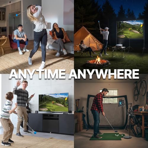 PHIGOLF Home Golf Simulator with Swing Stick – Indoor & Outdoor Golf Game, Motion Sensor Swing Trainer, Play 38,000+ Courses, Family Fun, Compatible with iOS, Android & E6 Connect