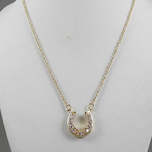 Fashion Jewelry Necklace Making Charms Pendants 72932 Cubic Zirconia in 18K Gold Filled White CZ Stones Horseshoe