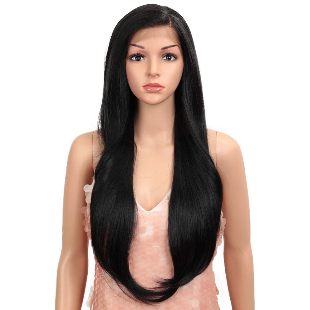 Style Icon Easy-360 Lace Front Wigs 27 inch Free Part Lace Frontal Wigs Long Straight Wig Black Synthetic Wig